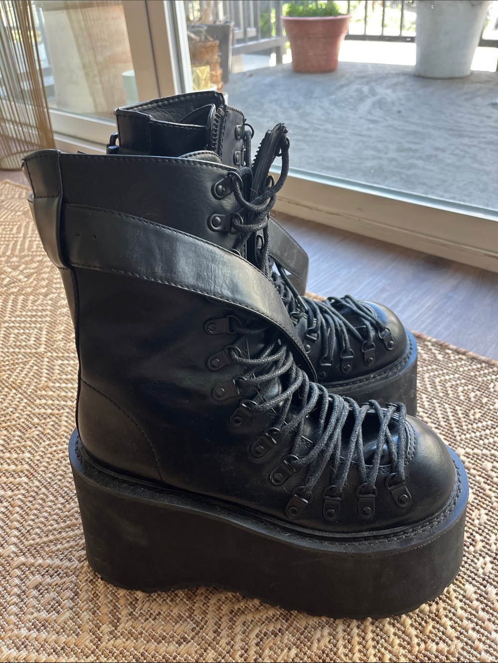Dolls Kill Black Platform Combat Boots